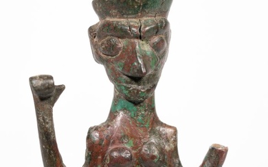 Elamite Bronze female figure, 17.2 cm - EX BONHAMS - Spanish Export Licence - Figure
