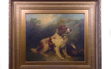 English School, late 19th/early 20th century, A spaniel and its...