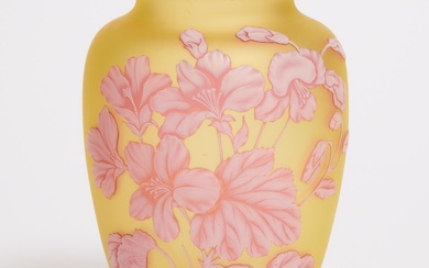 English Three Colour Cameo Glass Vase, probably Thomas Webb & Sons, late 19th century