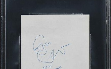 Eric Clapton Signed 3.75x5 Cut Signature Autographed BAS Slabbed