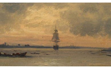Eugène ISABEY Paris, 1803 - Montévrain, 1886 Marine au couchant sur Istanbul