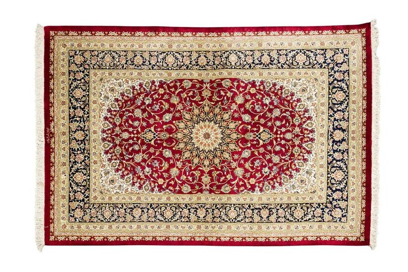 Exceptional and very fine silk ghum signed (iran) circa 1985