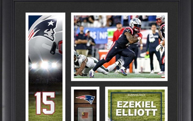 Ezekiel Elliott Patriots Custom Framed Photo Display with Game Used Football Piece