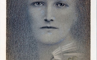 Fernand KHNOPFF (1858-1921) Diffidence - La défiance, Lilie, 1893 Crayon et pastel sur platinogravure marouflée...