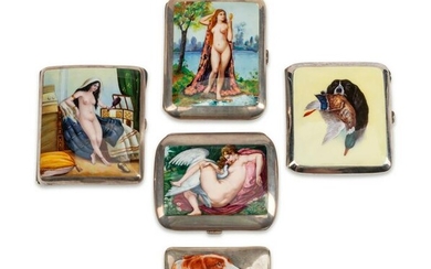 Five Silver and Enamel Cigarette Cases Dimensions of