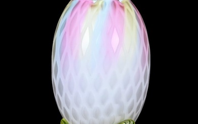 Footed Vase, Rainbow Satin MOP Art Glass
