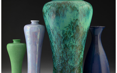 Four Ruskin Pottery Glazed Ceramic Vases (1914-1922)