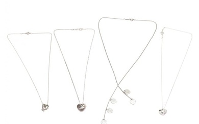 Four Sterling Silver Heart Motif Necklaces, Tiffany & Co.