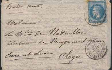France 1870 - "L'Archimède" balloon mail, Armée Française Quartier-Général, Roumet certificate.