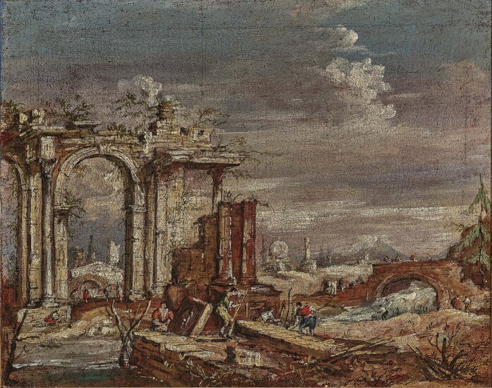 Francesco Guardi1712 Venise - 1793 ibid, Succession Capriccio architectural Huile sur l.w. 38 x 47...