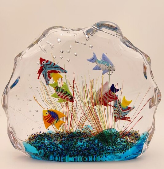 Francesco Ragazzi - Murano - Aquarium sculpture with exotic fish - Glass