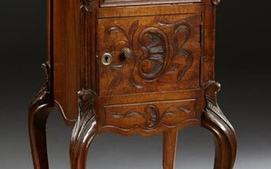 French Louis XV Style Carved Walnut Nightstand, early