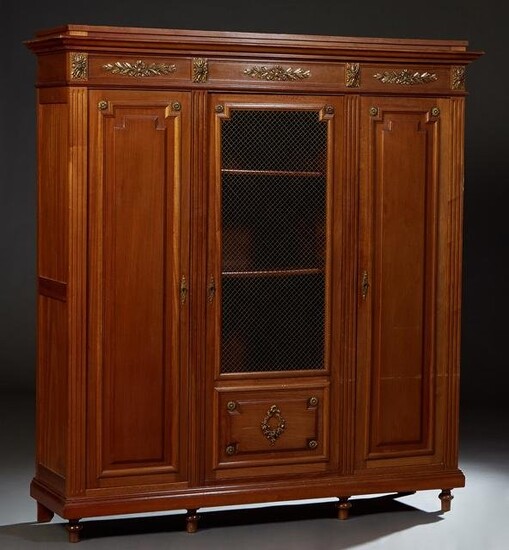 French Louis XVI Style Carved Mahogany Bookcase, early