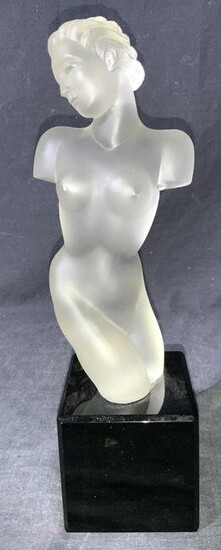 Frost Glass Female Nude On Black Base