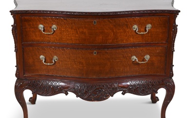 GEORGE II STYLE MAHOGANY CHEST OF DRAWERS, 19TH CENTURY 34 1/4 x 47 1/4 x 23 1/4 in. (87 x 120 x 59.1 cm.)