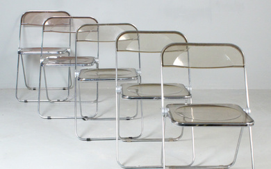 GIANCARLO PIRETTI for CASTELLI. Set of folding chairs/chairs, model 'Plia', Italy, 1970s.
