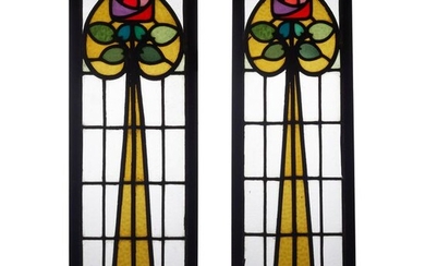 GLASGOW SCHOOL PAIR OF STAINED GLASS PANELS, CIRCA 1900