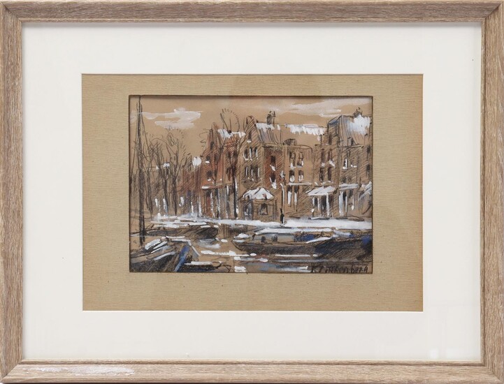 (-), Signed Klinkenberg, cityscape with houses on the...