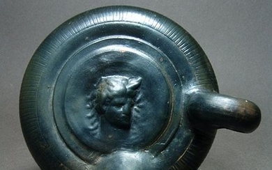 Greek Apulian Ceramic Guttus, Herakles Head