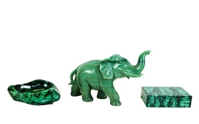 Group of Malachite Silver & Bronze Mounted Items