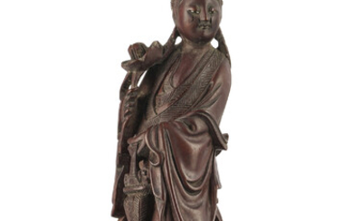 Guanyin, sculpture en bois de buis, Chine, fin de la dynastie Qing, h. 21 cm