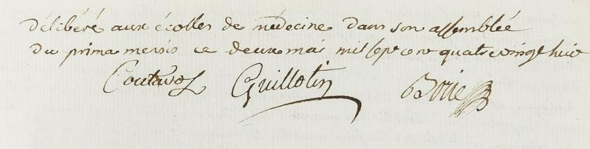 Guillotin (Joseph-Ignace), Philibert Borie & ?Coutaros.