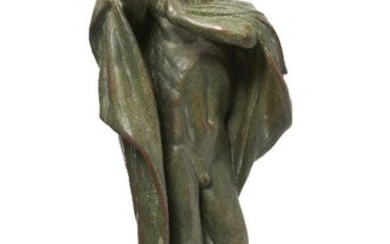 Hans Feibusch, German/British 1898¬®1998 - Fallen Angel with cape and uplifted right arm, 1975; bronze resin, signed with initials and dated 'HF 75', H71 x W21 x D22 cm (including base) (ARR) Provenance: Lady Ruth Lloyd of Hampstead, the artist's...