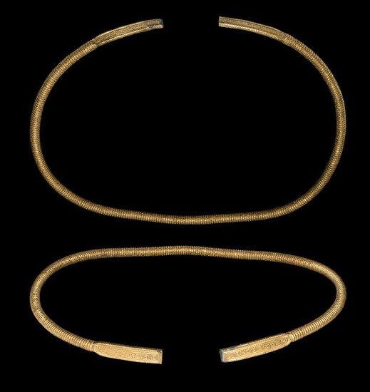 Hellenistic Gold Clad Torc with Decorated Terminals