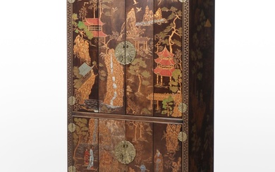Henredon Brass-Mounted and Chinoiserie-Decorated Elm Media Cabinet, Late 20th C.