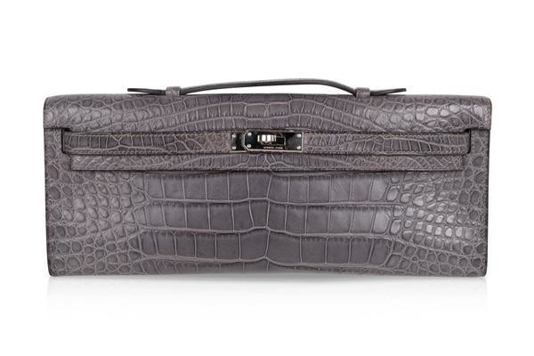 Hermes Kelly Cut Bag Gris Paris Grey Matte Crocodile