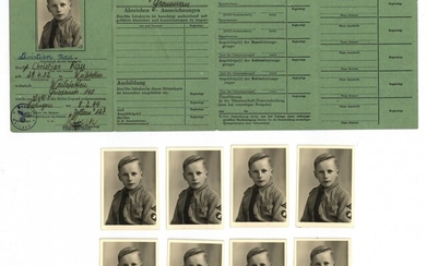 Hitlerjugend Service Card to 12-year-old Boy + 8 Photos