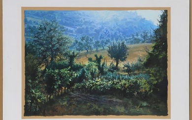 Ian Hornak, Italy, Garden, Coming Rain, Oil on Canvas