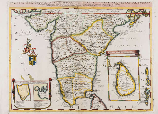 India & Sri Lanka.- Coronelli (Vincenzo Maria) Penisola dell' Indo di qua del Gange, e l'Isola di Ceilan nell' Indie Orientali Descritta..., [1696].