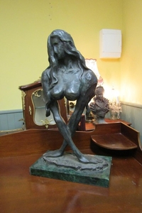 Irish School Bronze Sculpture Lady with Arms Crossed Resting...