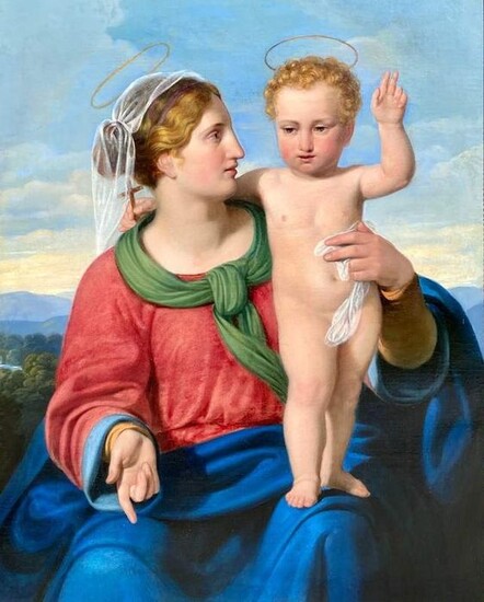 Italian school of the XVIII Century, follower of Raphael - Madonna with child