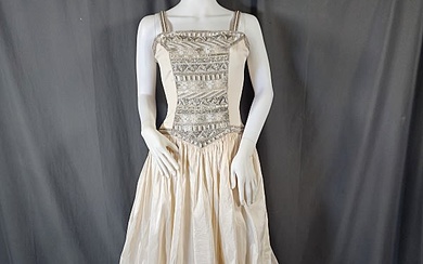 Ivory Silk Beaded Gown and Wrap by Carolina Herrera