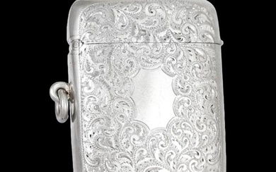 James Dixon & Sons (1911) Large sterling silver vesta case with bale, strike plate and vacant cartouche, engraved with scrolls - Vesta case (1) - .925 silver, Gilt, Gold-plated, Silver, Silver gilt