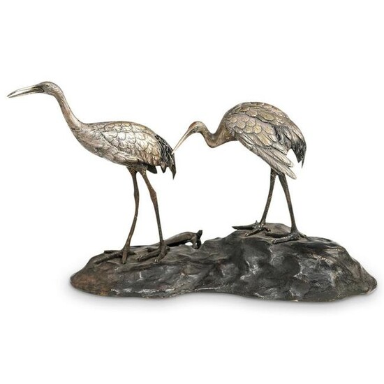 Japanese Meiji Bronze Cranes