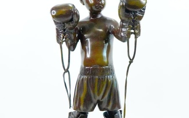 Jim Davidson "The Little Champ" Signed 26" Bronze Sculpture