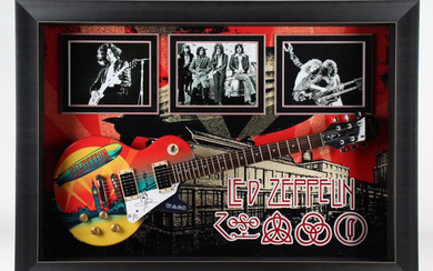 Jimmy Page Signed Led Zeppelin Custom Framed Genuine Epiphone Les Paul Electric Guitar Display Inscribed "N.Y.C." (JSA)