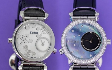 Korloff - Reversible Diamonds for 1,14 Carat Cassiope CollectionWhite/ Blue Mother Of Pearl dials Swiss Made - LR3B/4D- Women - Brand New