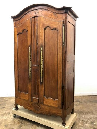 LARGE, 19TH CENTURY FRENCH OAK TWO DOOR ARMOIRE