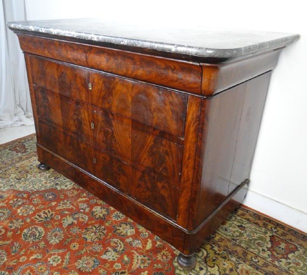LOUIS PHILPPE MAHOGANY MARBLE TOP COMMODE