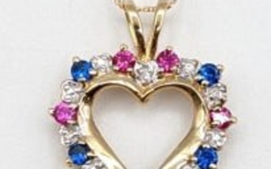 Ladies 10K Yellow Gold Gemstone Heart Necklace