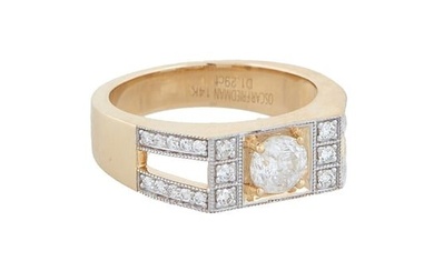 Lady's 14K Yellow and White Gold Diamond Dinner Ring, Diamond Accent Wt.- .33 cts., Size- 10, with