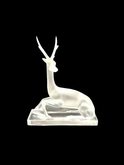 Lalique French Crystal Cerf Stag Deer Sculpture