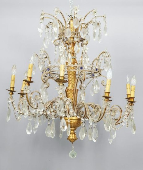 Lampadario in stile Luigi XVI a dieci luci, ricca