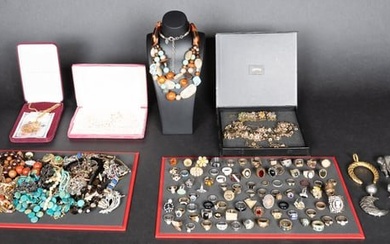 Large Unsearched Costume Jewelry Lot Kamrose & Kros Negrin Rings etc