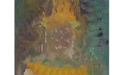 Laura Allgood Abstract Portrait Oil Painting, Late 20th Century