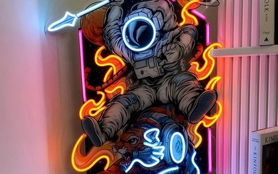Lighted sign - 50cm Led Neon Style Astronaut and Tiger - Plastic, neon